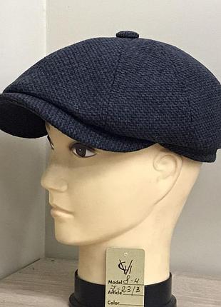 Кепка шерстяная мужская пальтовая ткань шерсть 23/3 теплая восьмиклинка comfort heads осень зима флис уши 60