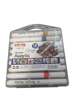 Акриловые маркеры 18 шт/уп. marker acrylic yulin y-04-18 в кейсе