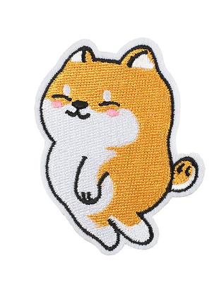 Заплатка на одежду термоклеевая милая собачка желтая