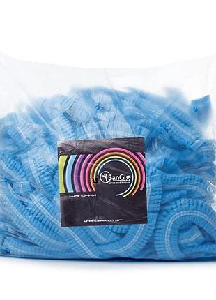 Шапочка-кульбаба з спанбонду на подвійній резинці sangig 100 шт блакитна