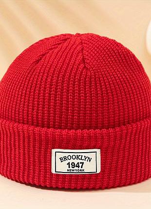 Шапка бини brooklyn красная