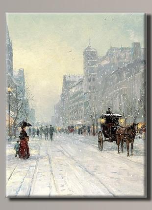 Картина на холсте "заснеженный город" для интерьера 54, 70.5
