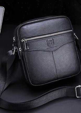 Сумка мужская через плече bullcaptain 2324 натуральная кожаная цвет черный