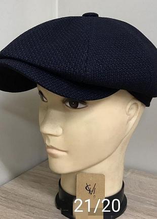 Кепка шерстяная мужская восьмиклинка хулиганка костюмная ткань 21/20 тёплая comfort heads осень зима флис уши 57см.
