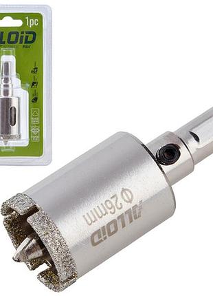 Alloid. сверло корончатое алмазное по стеклу и керамике 26мм с центровочным сверлом