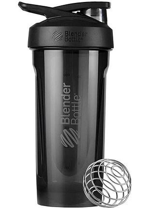 Шейкер спортивный blenderbottle strada, 820 мл, тритан, с венчиком, черный, bpa-free, герметичный