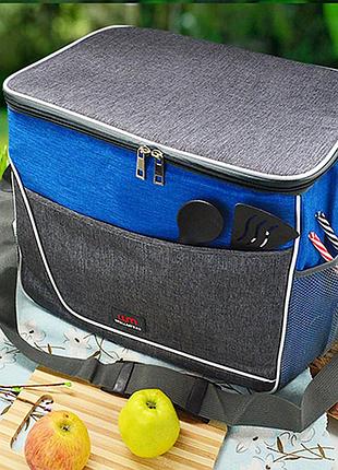 Термосумка stenson 36 х 26 x 32 см (ww01351) -сірий з синім