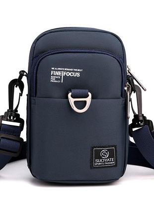 Сумка через плече soyate 168 для мобильного телефона водонепроницаемая цвет черный синий