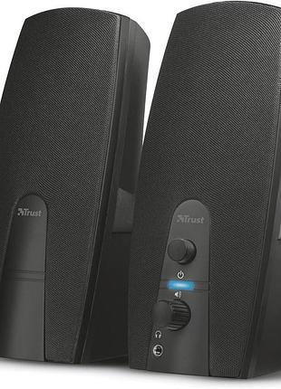 Trust almo - набор стереодинамиков usb для пк, 10 вт, с разъемом для наушников, черный