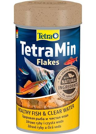 Корм сухий tetra min flakes для тропічних акваріумних рибок в пластівцях 100 мл🐠
