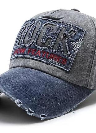 Бейсболка кепка rock котон цвет серый черный