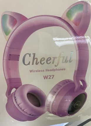 Навушники з вушками hoco w27 cheerful cat ear бездротове підсвічування 6931474718464🎧