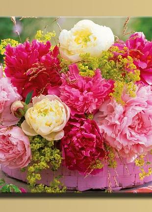 "пионы 6" картина на холсте для интерьера 77, 54