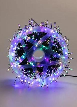 Гирлянда роса на катушке фейерверк - мишура от usb, 20 м, 600led с пультом мультиколор
