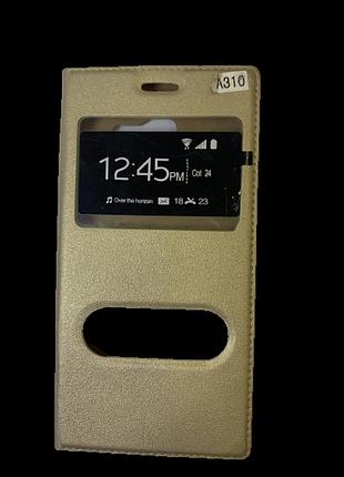 Защитный чехол-книжка book case на samsung galaxy a310 а3 2016 золотистый