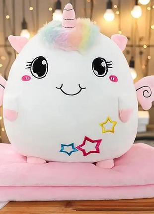 Мягкая игрушка,подушка и плед единорог 3 в 1