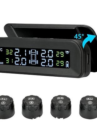 Беспроводная солнечная система tpms с 4 датчиками, мониторинг давления и температуры шин для авто
