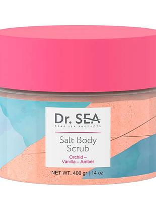Солевой скраб для тела dr.sea орхидея, ваниль и амбра, 400 г