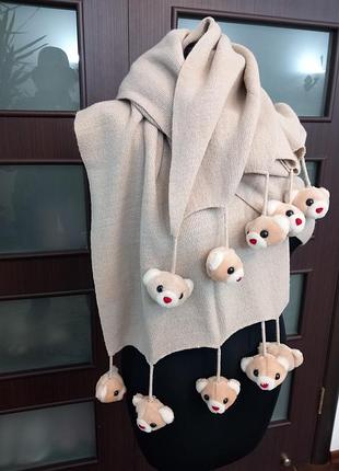 Теплый шарф с медвежонками италия