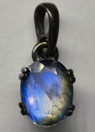 Кулон серебряный черненый с природным лунным камнем, ручная работа