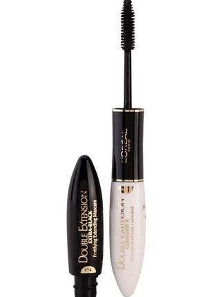 Туш для вій l'oreal paris double extension extra — black подвійна, чорна, 12 мл