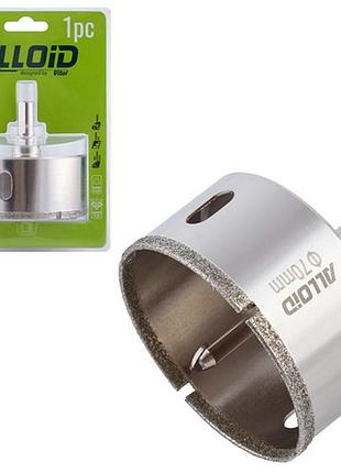 Свердло корончате алмазне по склу та кераміці 70мм з центрувальним свердлом alloid