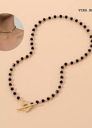 Чорний чокер з квіточкою