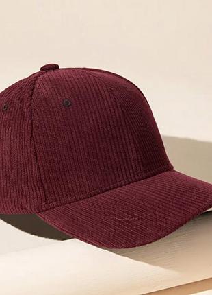 Кепка бейсболка однотонна вельветова ron - бордова