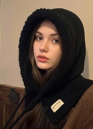 Капор теплий 1177 унісекс чорний