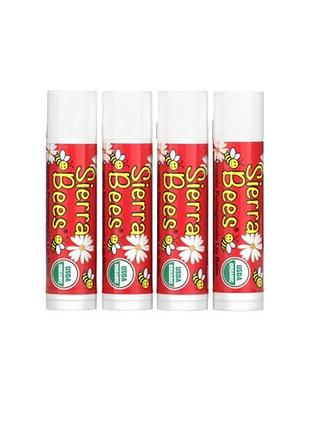 Sierra bees, набір органічних бальзамів для губ, гранат, 4 шт. в упаковці, по 4,25 г