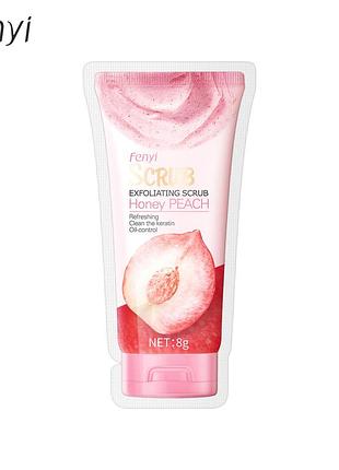 Одноразовый скраб для лица и тела с персиком fenyi skin fragrant scrub honey peach, 3г персик 8г