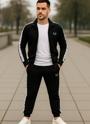 Костюм мужской fred perry спортивный черный (весенно-осенний)