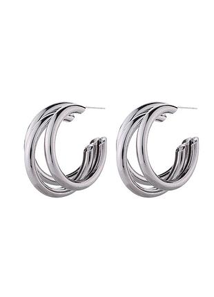 Сережки біжутерія великі пусети гвоздики класичні пара сріблястий