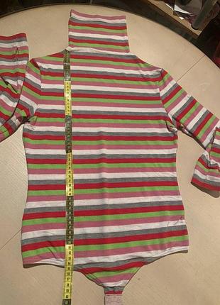 Женское боди-водолазка в разноцветную полоску