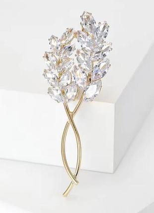 Брошь "колосья пшеницы", колоски, символ украины, прозрачные