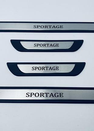 Накладки на пороги для kia sportage 4шт (y-1 хром-пласт) (tan24)