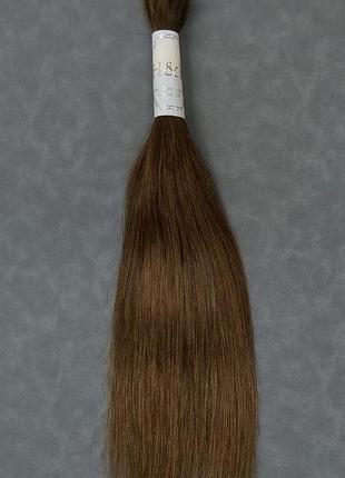 Натуральне волосся для нарощування у зрізі 45 см, 100 г, #4 коричневий