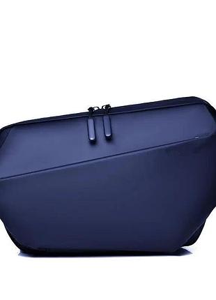 Мужская сумка нагрудная стильная плотная синяя бананка we power