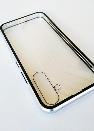 Чехол магнитный для samsung a54(sm-a546) чехол на самсунг а54 с закаленным стеклом с двух сторон металл и закаленное стекло, серебро