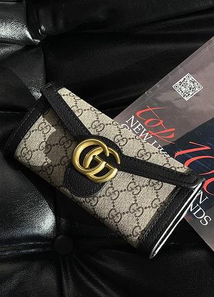 Большой кошелек с визитницей для девушки gucci женский кожаный кошелек конверт гуччи портмоне для женщины