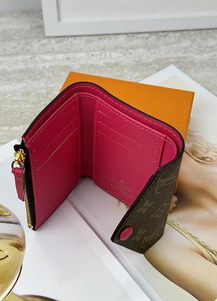 Брендовый кошелек конверт для девушки луи витон женский маленький кожаный кошелек louis vuitton розовый