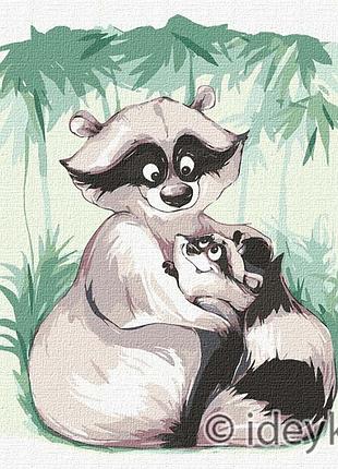 Картина по номерам єнотик та мама софія нікуліна ідейка 30 х 30 kho4240