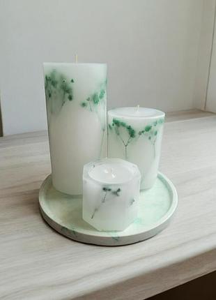 Набор свечей "природный штрих" на подставке с ароматом апельсин в шоколаде