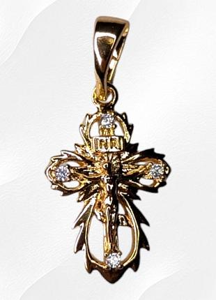 Кулон крестик xuping медицинское золото ксюпинг 1.5 см хрестик ажурний