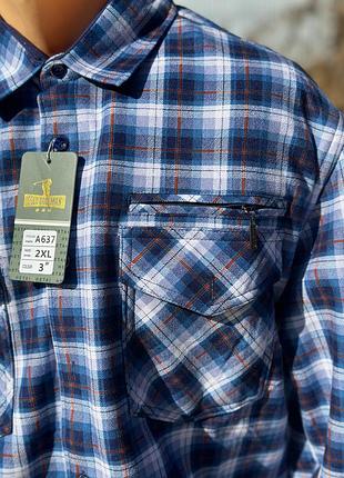 Флісова тепла сорочка 56 в клітинку hetai якісна рубашка на осінь зиму велюрова