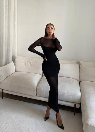 Эффектное силуэтное платье с сеткой, макси платье вечернее платье вечерное