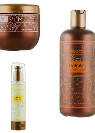 Набор для волос 3в1 kleral macadamia oil с маслом макадамии для сухих волос ш500+м500+с100мл