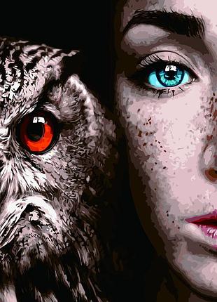 Картина по номерам дівчина з совою strateg 40 х 50 va 2637