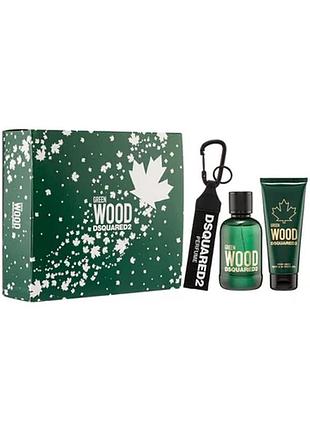 Dsquared2 green wood pour homme набор (edt 100 ml +100 s\g + key ring)