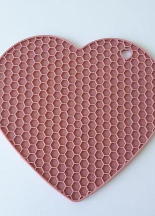Підставка силіконова килимок під гаряче серветка для чашки та тарілки "серце" d 18 cm.